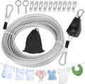 Windspeed 50Ft Retractable Clothesline Outdoor Heavy Duty Travel Clothesline Retractable Clothes Line for Outside Travel Camping Clothes Line, Galvanized Steel Material, with 10 Clips, Storage Bag