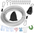 Windspeed 50Ft Retractable Clothesline Outdoor Heavy Duty Travel Clothesline Retractable Clothes Line for Outside Travel Camping Clothes Line, Galvanized Steel Material, with 10 Clips, Storage Bag