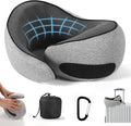 SZXYX Neck Travel Pillows - 100% Pure Memory Foam Neck Pillow for Airplanes, Comfortable Breathable Cover, 360° Support Stowable Pillows for Sleeping, Car, Airport Travel Essentials, Gray