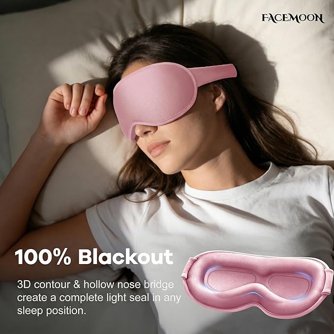 Weighted Eye Mask for Sleeping 2 Pack: Gentle Pressure Blackout Sleep Mask with 3D Contoured Cups, Zero Eye Pressure Sleep Mask for Lash Extensions, Memory Foam Travel Mask, Pink Purple
