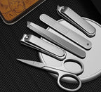 Konovo 5-Piece Nail Clippers Set, Stainless Steel Manicure Set, Travel Nail Grooming Kit for Men & Women, Toenail & Fingernail Clippers