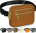 Capolo Fanny Packs for Women Fashion Waist Packs Bag with Adjustable Strap and 4 Zipper Pockets Waterproof Everywhere Crossbody Belt Bag for Workout Running Travelling(Brown, Large)