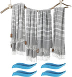 4 Packs Turkish Beach Towel Bathroom Bath Towels Set Bulk Soft Cotton Extra Large Sand Resistant Fast Drying Compact Packable Lightweight Sandrpoof Repellent Anti Repels Foldable Chamois