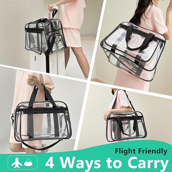 Large Clear Beach Bag with Shoe Compartment, Clear Duffle Heavy Duty Bag Gym Tote Travel Bag for Women Men