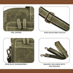 LEATHER VILLAGE 16" Leather Laptop Messenger Briefcase Bag for Men-Leather Satchel for Travel and Office Shoulder Bag- Olive
