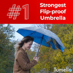 TUMELLA Inverted Windproof Umbrella, Large, Strong, Light, Portable, Automatic Reverse Folding Rain Umbrella, Durable Premium Grip, Fits Car & Backpack