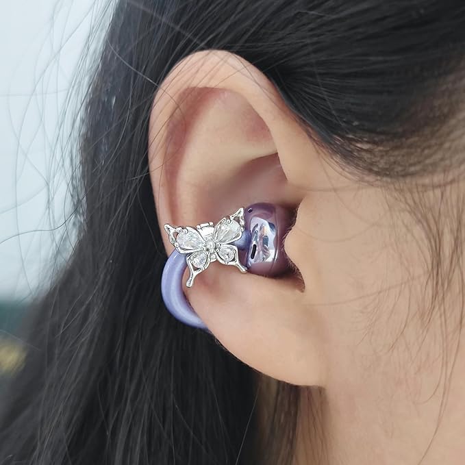 Bow Rhinestone for Clip on Earbuds Open Ear Accessories, Elegant Zirconia Decorative Earphone Accessories, Removable Exquisite DIY Decoration