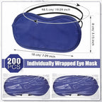 Tarpop 200 Pcs Eye Mask Sleeping Blindfold Eye Cover with Adjustable Strap for Games Party Team Building Travel Individually Wrapped Sleep Mask for Women Men (Blue)