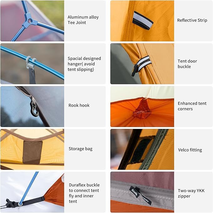 Naturehike Cloud Up Tent, Lightweight Backpacking Tents, Waterproof Ultralight Tent for Camping Hiking Backpacking