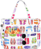 Trifabricy Beach Bags for Women Waterproof Sandproof Women Tote Bag, Large Beach Bag with Zipper for Gym Travel Vocation