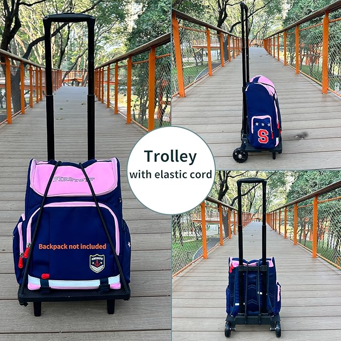 Folding Backpack Luggage Cart with Elastic Straps, Lightweight Aluminum Frame for Travel, Work & Daily Use