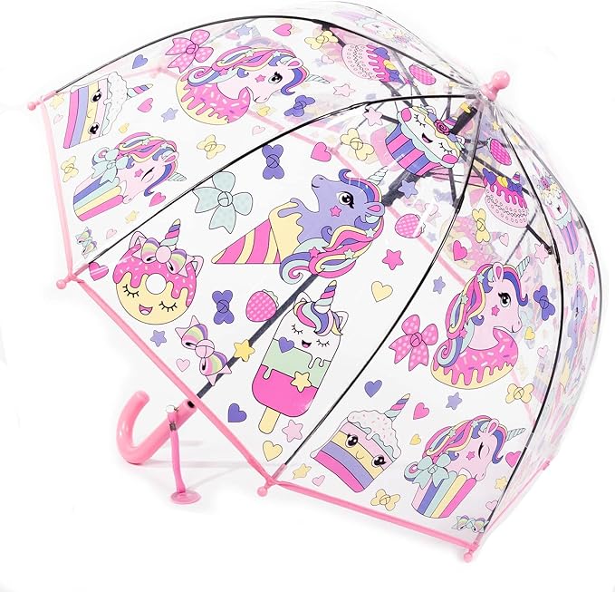 MRTLLOA Kids Clear Bubble Umbrella with an Easy Grip Curved Handle, Safety Transparent Dome Bubble Umbrella for Toddler Boys Girls