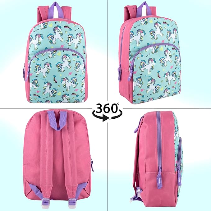 Trail maker 15 Inch Kids Backpacks for Boys & Girls | Preschool, Kindergarten, Elementary School Backpacks with Adjustable, Padded Straps (Upbeat Unicorns)