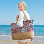 Trifabricy Beach Bag for Women, Large Beach Tote Bags with Zipper, Woven Straw Tote Waterproof, Swim Gym Shopping Travel Bag