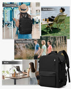 WONHOX Travel Backpack Women,Carry On Backpack Flight Approved 18x14x8 inches Bag Spirit Airlines Personal ltem,College Sports Hiking Rucksack Waterproof Casual Daypack Laptop Blackpack Men,Black
