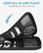 BAGSMART Large Electronics Travel Organizer Case, Tech Accessories Cord Storage Bag for Phone, Power Bank, SD Card, Cables, Black