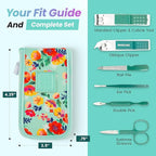 Made Easy Kit Nail Clipper Set – 7-Piece Portable Manicure & Grooming Kit with Stainless Steel Tools in Neoprene Case – Stay Organized, Purse-Friendly, Travel Essential for Women & Men (Teal)
