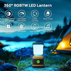 Consciot Smart RGBTW Battery Powered LED Lantern with APP Control, 1000LM, Tunable White 2700K-6500K & 16 Million Colors Dimmable Lamps, with Music Sync, DIY Scenes, Vivid Group Light Show Mode & More
