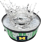 NCAA Michigan Wolverines Collapsible Dog Travel Bowl, Food and Water Bowl for Dogs & Cats. Best Portable & Lightweight Leak-Proof Pet Bowl for Travel with Football Field & Pebble-Grain Design.