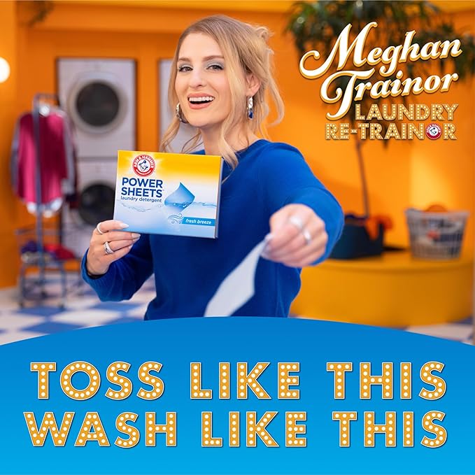 ARM & HAMMER Power Sheets Laundry Detergent, Fresh Breeze Scent, No Mess, Lightweight and Travel-Friendly, 35 Count, Up to 70 Small Loads (Pack of 6)