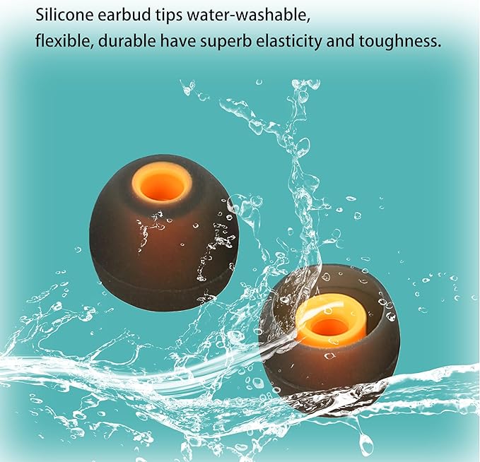 Silicone Earbud Tips Replacement - Fit Most In-Ear Earbuds (Inner Hole 3.8mm - 5.1mm) - 9 Pairs S M L