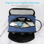 Gonex Travel Toiletry Bag Nylon, Shaving Bag Toiletry Organizer Check Patten (Navy Blue)