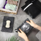 Reallnaive 4 Sets Travel Soap Bar Bag Quick Dry Waterproof & Leakproof Soap Dish Case with Foaming Nets Multifunctional Toiletry Shower Gym Essentials Pouch for Camping Enthusiasts(Black)