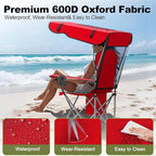 VTOY Portable Camping Chair with Canopy - Folding Chair with Canopy, Durable 600D Oxford Canopy Chair for Camping, Beach, Picnics, Fishing & Sports