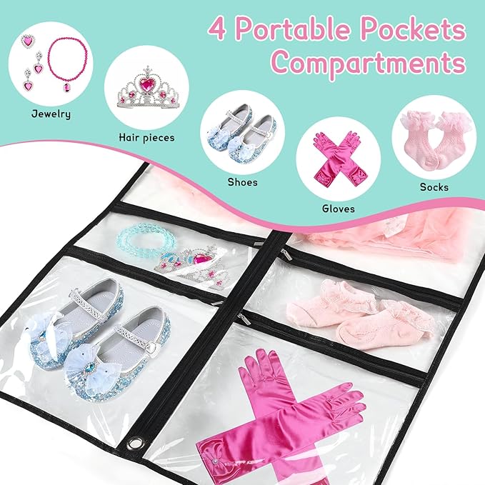 10 Pack Garment Bags for Dance Costumes,40" Kids Clear Garment Bags for Hanging Clothes with 4 Zipper Pocket,Dance Competition Must Haves for Dance Competition, Travel, Closet Storage(Black)