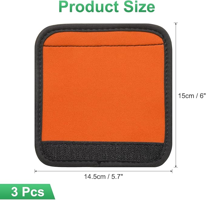 uxcell 3 Pcs Luggage Handle Wrap for Suitcase, Neoprene Handbag Grip Cover Protector Luggage Identifiers Suitcase Handle Wraps for Luggage Shopping Bag Travel Bags, Orange