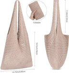 WantGor Crochet Bags, Beach Mesh Tote Bag Womens Shoulder Shopping Handbag Casual Travel Totes Bag Foldable Hobo Bags