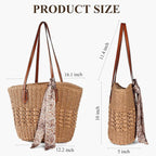 Trifabricy Beach Bags for Women, Summer Straw Bag, Woven Straw Beach Tote Bag Shoulder Handbags