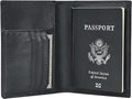 Polare Men's Slim RFID Blocking Leather Passport Holder Travel Bifold Wallet (Black)