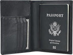 Polare Men's Slim RFID Blocking Leather Passport Holder Travel Bifold Wallet (Black)
