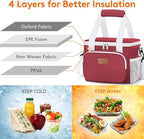 Lifewit Medium Lunch Bag, Insulated Lunch Box, Soft Cooler Cooling Tote for Adult Men Women, White and Red12-Can (9L)