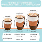 KJQJLY 3 Pack Reusable Iced Coffee Sleeves for Iced Coffee Cups or Drinks Reusable Neoprene Insulated Sleeves for Hot and Cold Drinks from Starbucks, Dunkin, And More (Mocha Brown)