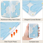 ELFISH Mini RFID Aluminum Wallet Credit Cards Holder Business Card Case Metal ID Case for Men Women(Cerulean Flower)