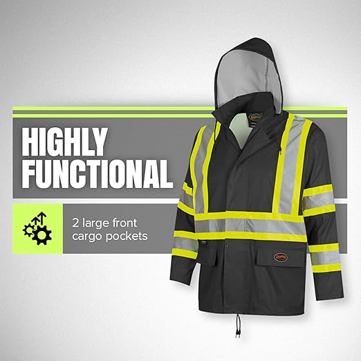 Pioneer Hi Vis Lightweight Waterproof Safety Rain Suit - Reflective Work Rain Gear for Men and Women