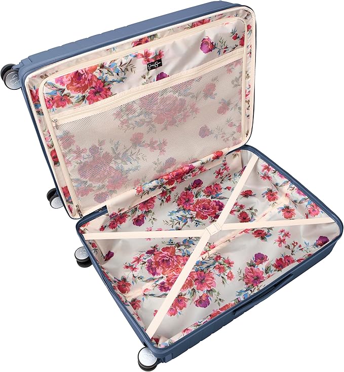 Jessica Simpson Countryside 30" Expandable 8-Wheel Spinner Large Checked Luggage Suitcase, Oceanview