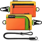 VULKIT Water-Resistant Keychain Wallet with Lanyard for Men and Women, Outdoor Zipper Pouch Wallet with Clear ID Window, for Hiking, Fishing, Skateboard and any Outdoor Activities, Citrus Trail