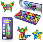 Desire Deluxe Micro Magnetic Tiles Building Blocks Toy - STEM Educational Travel Size Magnetic Blocks for Kids, Learning Sensory Montessori Toddler Magnetic Toys 3+ YO (Glitter, 18pc)