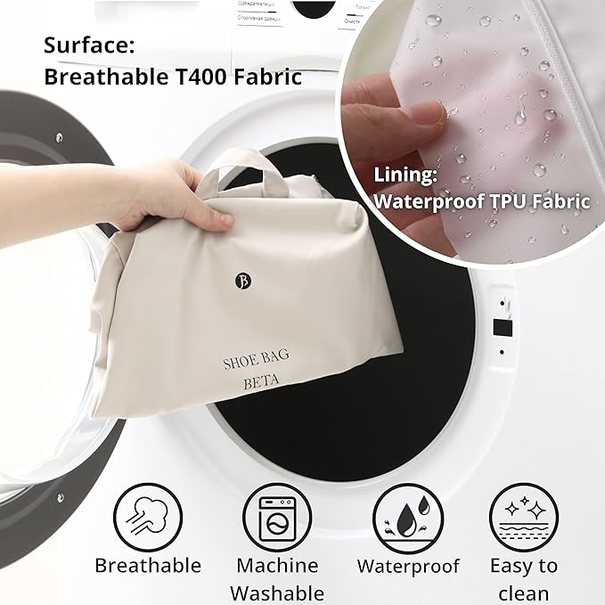 tianzong Shoe Bags for Travel, Waterproof Shoe Storage Organizer with Zipper for Men and Women (2 Pack, Grey)