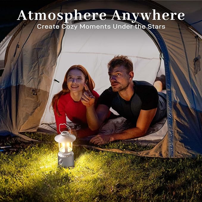 Camping Lantern Rechargeable, Telescopic 8000mAh Retro Waterproof Camping Light, Electric Lanterns for Power Outages, Vintage Hurricane Lamp for Tent Outdoor Patio RV Fishing