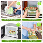 EASYFUN Bento Box Adult, Lunch Box, 4-Compartment Lunch Containers, Drop-Proof, Dishwasher Safe & Made with BPA-Free Materials (Green)