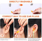 Tondiamo 200 Pairs Ear Plugs Reusable Silicone Earplugs with Cord Sleeping Individually Wrapped Hearing Protection Noise Cancelling Earplugs for Work Construction Shooting Sports(Orange, Green)