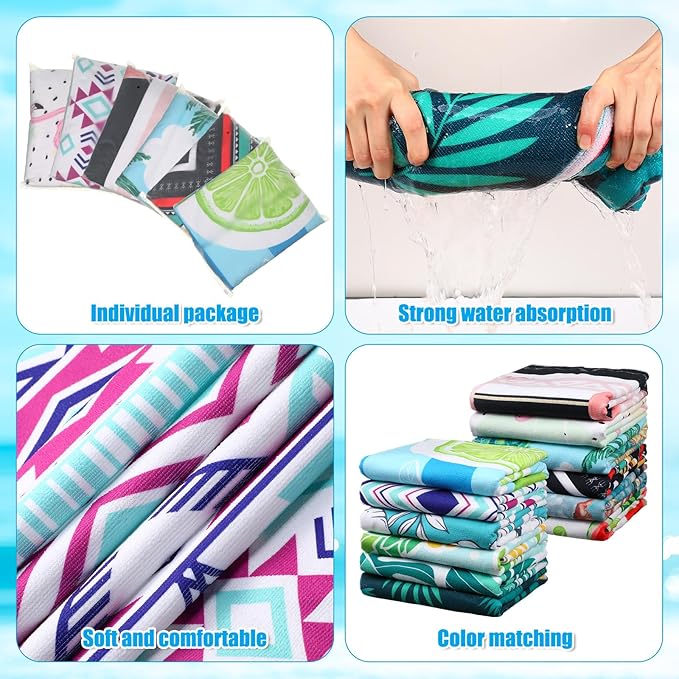 12 Pcs Oversized Microfiber Beach Towels Set 30 x 60 Extra Large Fiber Swim Pool Towel Absorbent Bath Blanket for Travel Vacation Accessories Gift Spa Soft Lightweight(Hawaii)