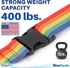 Luggage Straps for Suitcases - TSA Approved - Rainbow, 4 PK - Premium Belts for Suitcase, Briefcase & Travel Bag - Adjustable Strap Length 43" - 78"