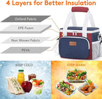 Lifewit Medium Lunch Bag, Insulated Lunch Box, Soft Cooler Cooling Tote for Adult Men Women, White and Red and Blue 12-Can (9L)
