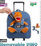 Toddler Luggage for Boys w Dinosaur Toys, Kids Rolling Backpack for Boys, Toddler Suitcase, Gifts for 3 4 5 6 Year Old