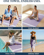LANE LINEN Large Pool Towels, XL Beach Towel 2 Pack, Pre-Washed, No Shrink, Quick Dry Oversized Beach Towels, Stylish Beach Towel for Women, Sand Free Towel, 39"x71" - Regal Orchid